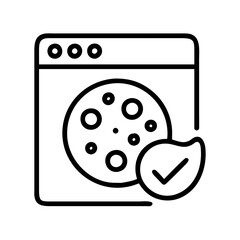 web cookies consent icon, web cookies consent line art - simple line art of web cookies consent, perfect for web cookies consent logos and icons and themed design 