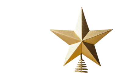 Golden Star Christmas Tree Topper Png