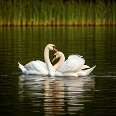 Naklejka premium two white swans