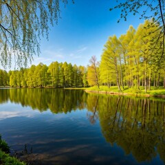 autumn trees reflected in water