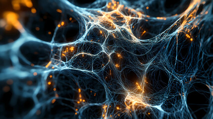 Fototapeta premium Abstract swirling nebula cosmic tunnel with vibrant orange and teal glowing particles, digital art, futuristic technology, energy flow, interstellar 