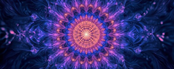 Fototapeta premium A radiating starburst effect with concentric lines in electric blues and purples, 4k photo.