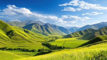 Fototapeta premium Serene Mountain Valley Landscape