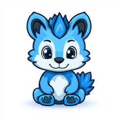 Obraz premium Adorable Blue Cartoon Creature Sitting Calmly