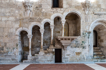 Naklejka premium The dining room of Alcobaca monastery, Mosteiro de Santa Maria de Alcobaca at Alcobaca, Portugal