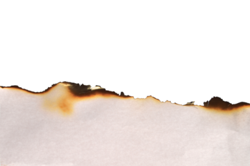burnt paper isolated on transparent white background, PNG