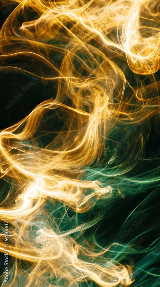 Aufkleber swirling waves of vibrant olive intertwine with sparkling golden strands, forming a mesmerizing flow