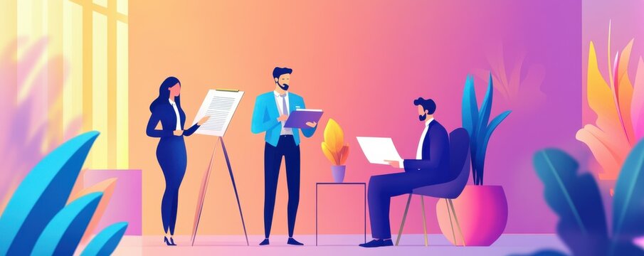 Business professionals signing documents in a corporate setting, teamwork and collaboration, formal workplace vibe.