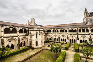 Obraz premium Cloister of Silence at Alcobaca monastery, Mosteiro de Santa Maria de Alcobaca at Alcobaca, Portugal