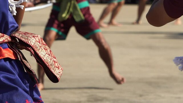 Ancient warrior sword fighting show, Thailand