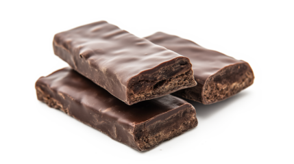 Tasty dark chocolate pieces with mint isolated on a white background