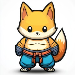 A Cute Muscular Fox Character in Martial Arts Gear