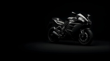 Fototapeta premium Dark minimalist desktop wallpaper, motorbike design, emphasizing speed and power