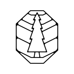 Camping silhouette badge design. Adventure logo graphics. Outdoor nature label monochrome. Stock hiking artwork