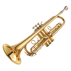 Obraz premium Golden Trumpet, Isolated on White Background Musical Instrument, Brass, 3D Render, trumpet, instrument, music