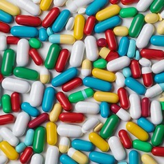 Vibrant Array of Medication: Neatly Organized Pills and Capsules