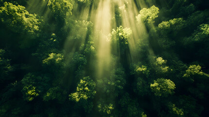 sunlight going throw forest 