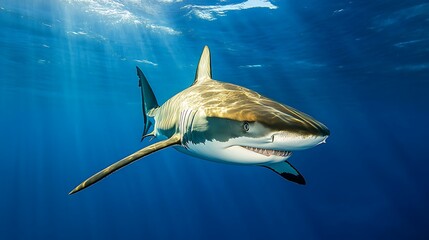 Picture shows a Caribbean reef shark at the bank of the Caribbean Sea