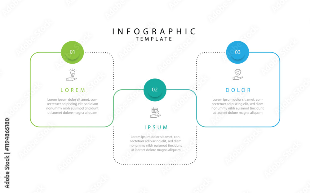 Poster Design template infographic element. Timeline process with 3 step and line square style suitable for business information and web presentation 