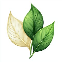Stylized leaf cluster illustration with green and cream tones, elegant botanical design