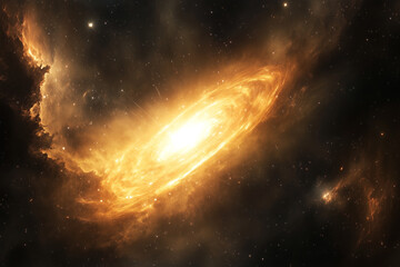 Fototapeta premium A cosmic nebula with stars and swirling gases. 