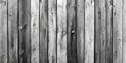 Obraz premium Aged wooden planks in grayscale texture with vertical alignment showcasing variations in grain and knot patterns across a rustic backdrop