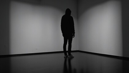 Obraz premium A figure cloaked in darkness, representing apprehension and doubt.