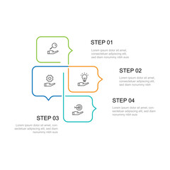 4 step process infographic template with one line style suitable for schedule work, business information and web presentation 