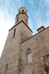 Monumental architecture in the old town of Valencia. Travel banner