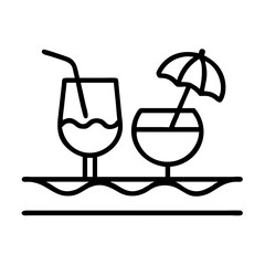 poolside drink icon, poolside drink line art - simple line art of poolside drink, perfect for poolside drink logos and icons and themed design 