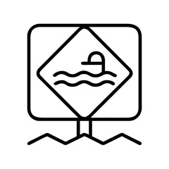 pool safety sign icon, pool safety sign line art - simple line art of pool safety sign, perfect for pool safety sign logos and icons and themed design 