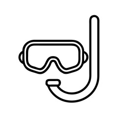 snorkel and mask icon, snorkel and mask line art - simple line art of snorkel and mask, perfect for snorkel and mask logos and icons and themed design 