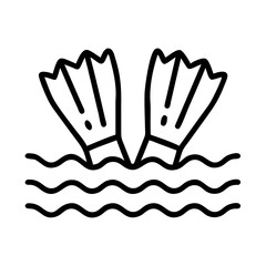 swim fins splashing icon, swim fins splashing line art - simple line art of swim fins splashing, perfect for swim fins splashing logos and icons and themed design 