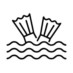 swim fins splashing icon, swim fins splashing line art - simple line art of swim fins splashing, perfect for swim fins splashing logos and icons and themed design 