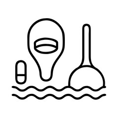 swim paddle training gear icon, swim paddle training gear line art - simple line art of swim paddle training gear, perfect for swim paddle training gear logos and icons and themed design 