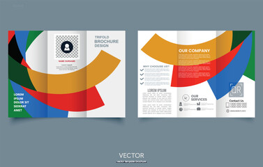 Trifold Identity design corporate templates company style set of booklets white folding paper flyer