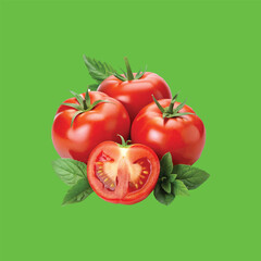 tomatoes on a vine green screen background Art & Illustration