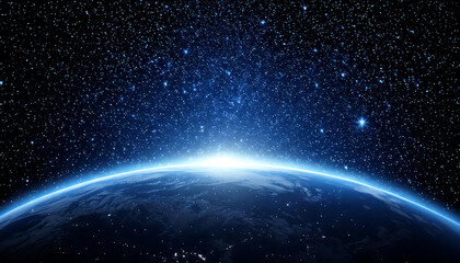 宇宙から見た地球と星空の輝き　生成AI
