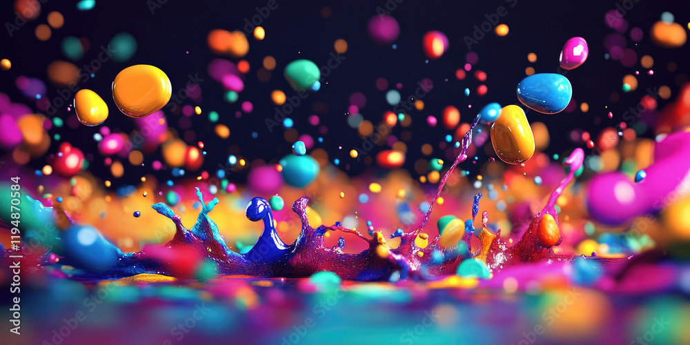 Poster Abstract Colorful Splash 3D Background for Generative and Dynamic Art Projects