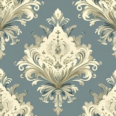 Seamless vintage floral pattern with baroque-style ornaments and elegant symmetry, ideal for fabric prints, upholstery, or luxury home decor.