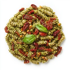 Fototapeta premium Protein-packed lentil pasta tossed with basil pesto 