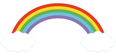 かわいい虹と雲のイラスト