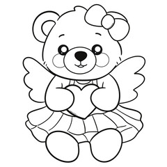 Obraz premium Valentine's Day Bear Clipart Transparent Line Art 