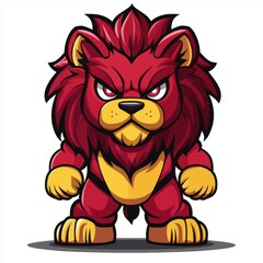 A Fierce Red Cartoon Lion Stands Proudly