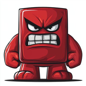 Angry Red Square Cartoon Character Illustration