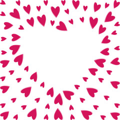 Heart shape hearts Frame border in red. St Valentine Day Template Copy space Transparent background