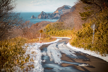 Snow and scenery in winter in Hokkaido, Japan