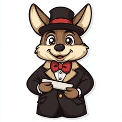 A Dapper Canine Gentleman Holds a Blank Card