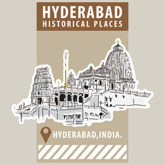 Vector city elements of historical place in Hyderabad
