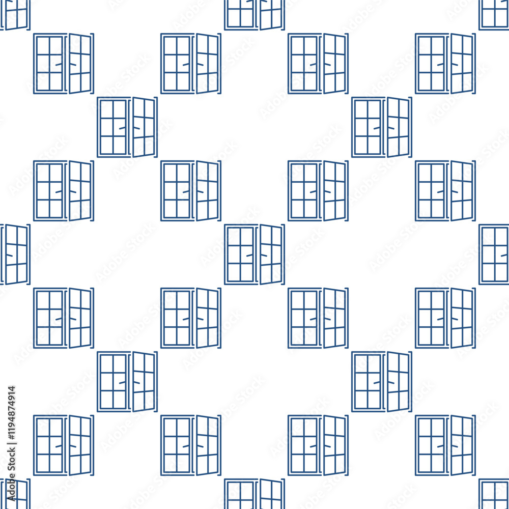 Poster opened window vector thin line seamless pattern